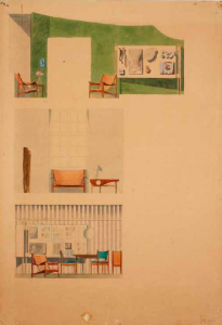 Acquerelli della Chieftain Chair  al Cabinetmakers’ Guild exhibition 1949 (fonte:http://theredlist.fr )
