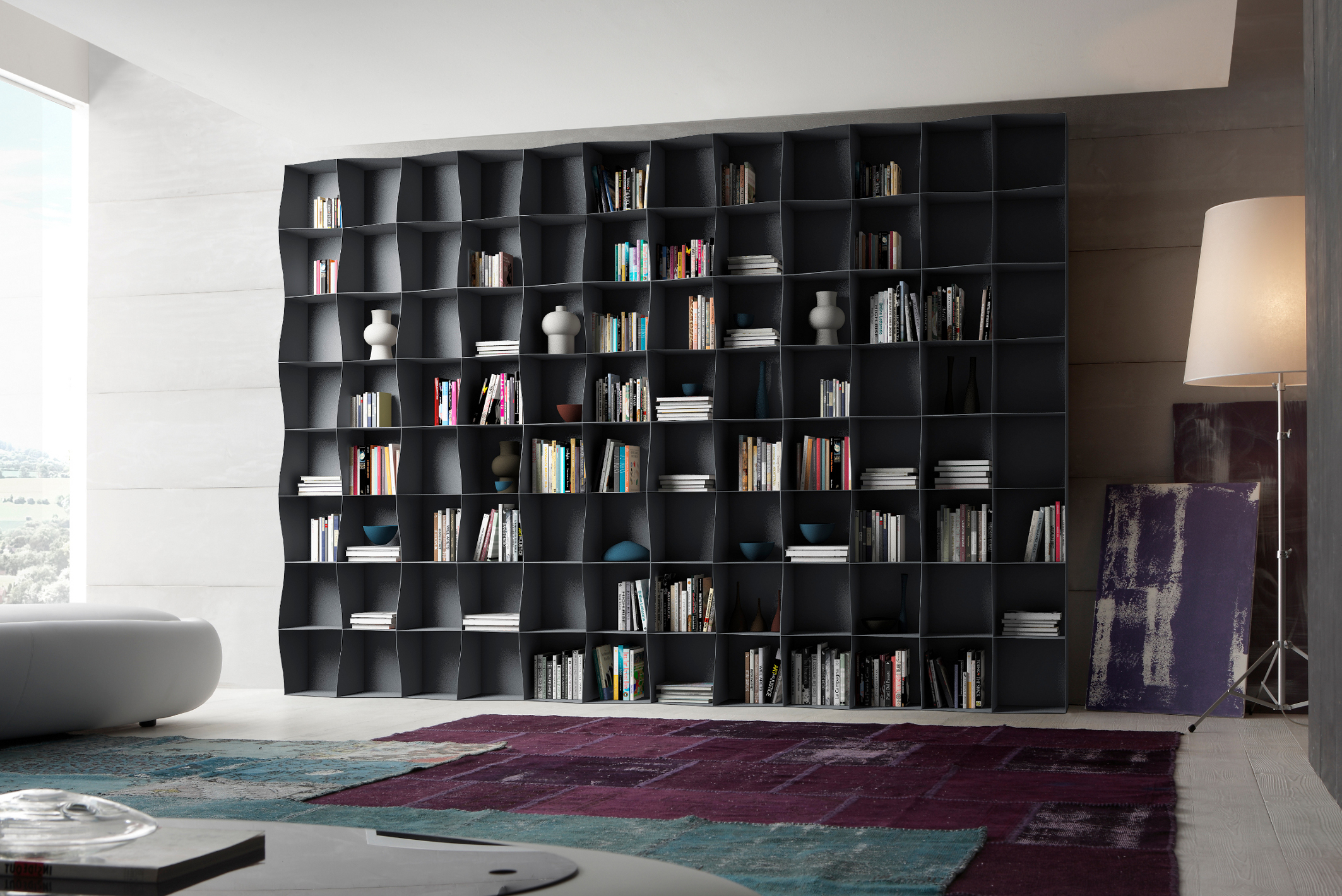 Petra Modular Luxury Bookshelf, Metal structure in RAL Colors, made in Italy